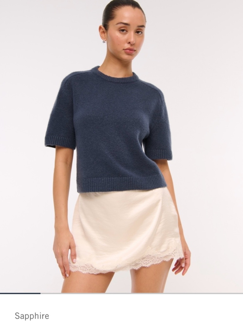A&F madeline crew sweater tee, sapphire size large